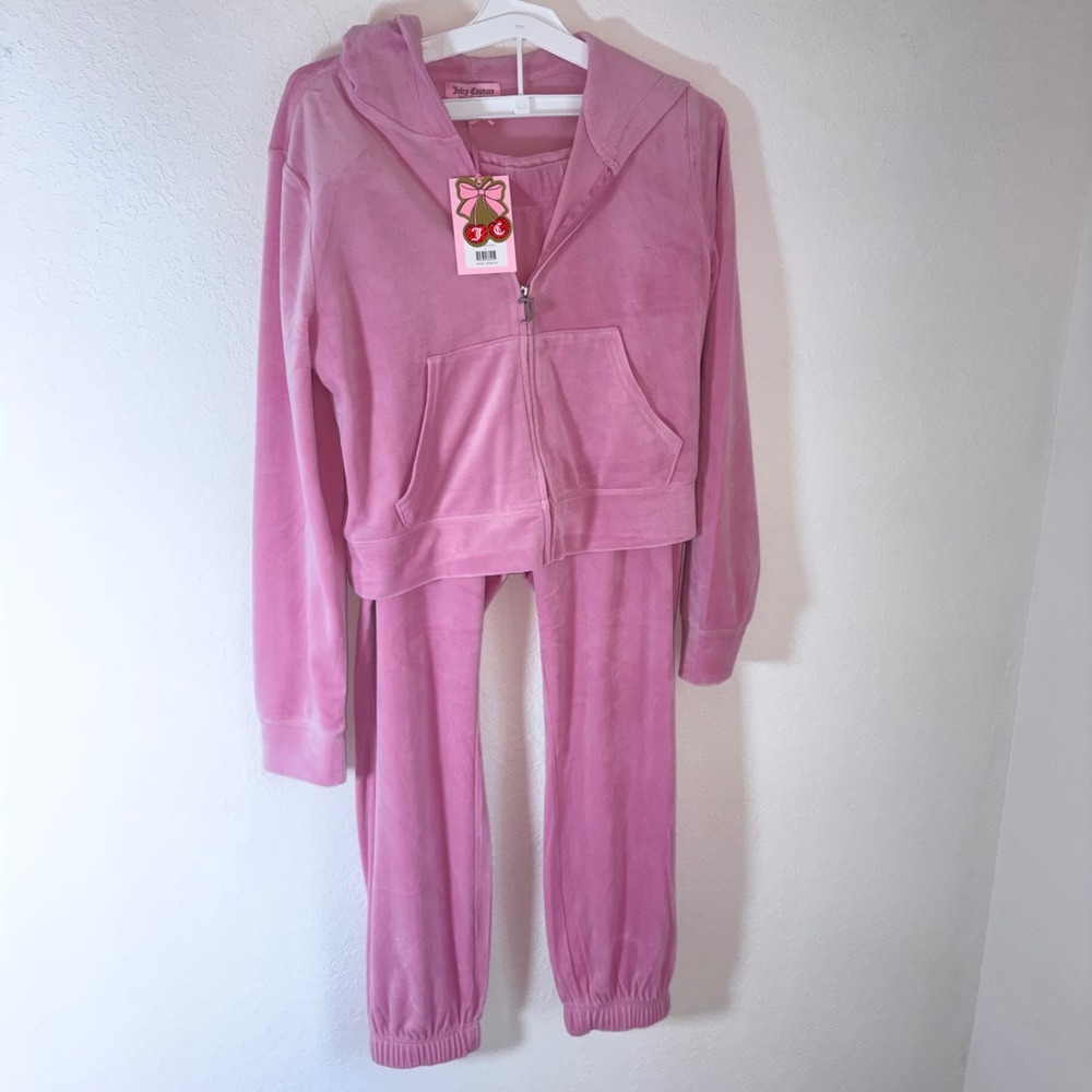Juicy Couture Velour Tracksuit Large Rose Pink NEW Rhinestone Logo Y2K Set - Picture 1 of 11